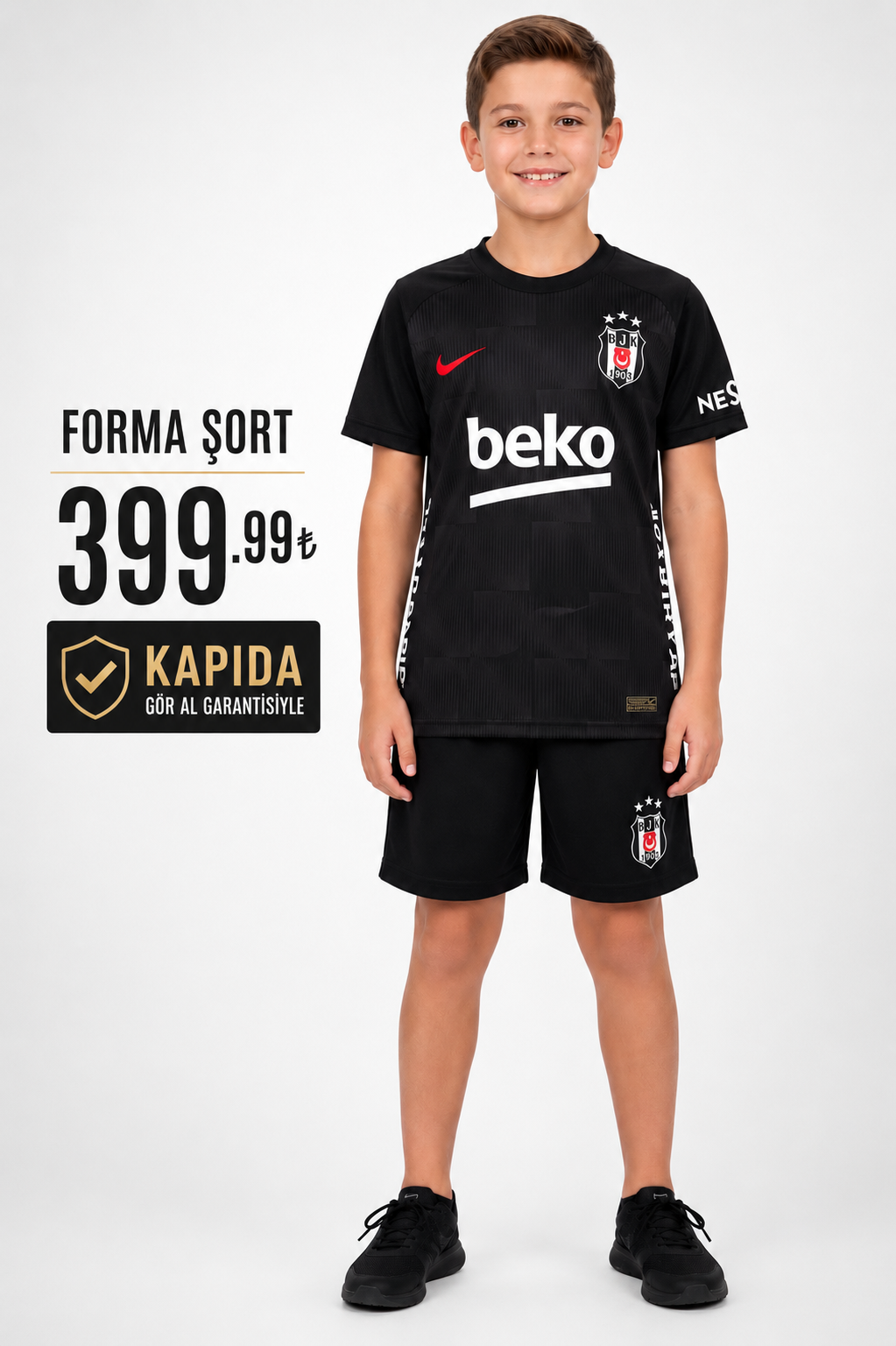 Beşiktaş 2027 Çocuk Siyah Forma ( PREMİUM KALİTE  FORMA )